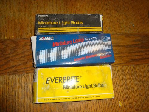 Lot of 3 packages vintage auto miniature light bulbs everbright wagne phillips