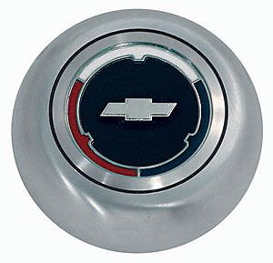 Grant 5643 horn button chevy logo (black &amp; silver) stainless steel