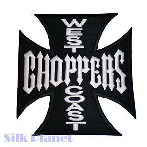 7&#034; west coast choppers biker cross jacket vest back patch chopper moto emblem wh