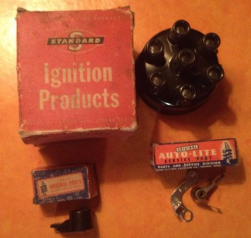 New old stock lot of 2 distributer head cap # al 96 w/ rotor and 2 points