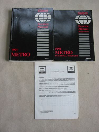 1991 chevy geo metro factory service shop manual + electrical diagnosis book