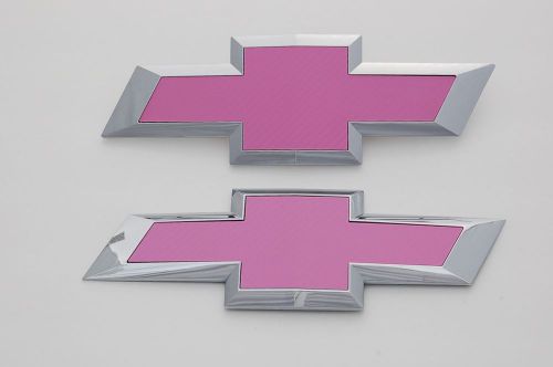 2014/15 silverado 1500 pink carbon fiber insert bowtie grille &amp; tailgate emblems