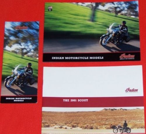 2001 indian scout &amp; full line motorcycle brochures mint