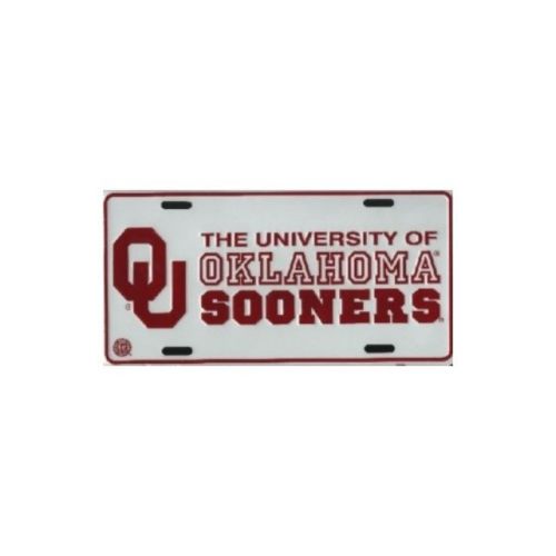 Oklahoma sooners (white) metal license plate