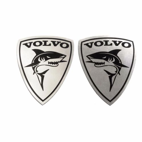Shark volvo set 2 pieces aluminum car stickers size 2.68&#034;x2.20&#034; thickness 0.02&#034;