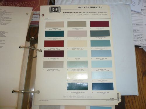 1962 lincoln continental r-m color chip paint sample