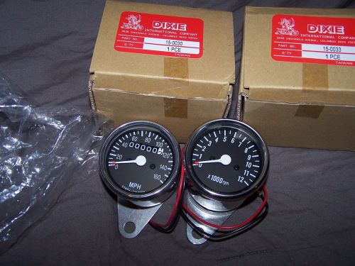 New dixie pair chrome 0-160 speedometer 2.5&#034; and 12,000 rpm tachometer