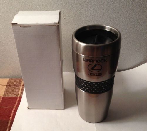 Warnock lexus logo black stainless steel travel coffee mug
