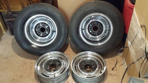 Vintage chrome reverse wheels for a gasser or hot rod, 1932 coupe, model a