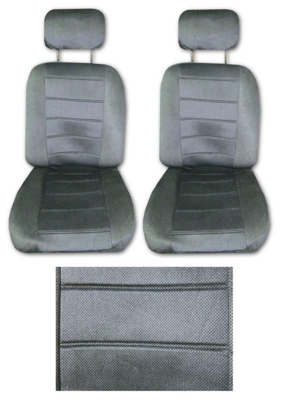 New low back quilted velour regal car truck seat covers charcoal #c