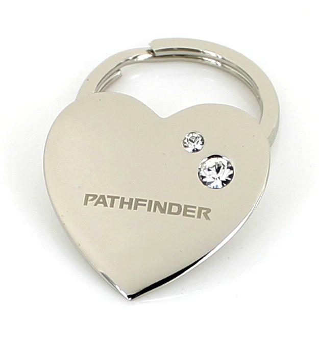 Nissan pathfinder heart keychain w/ 2 swarovski crystal