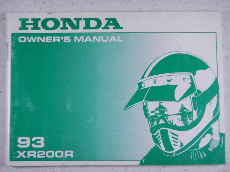 93 honda xr200r nos oem original driver's owner's manual 