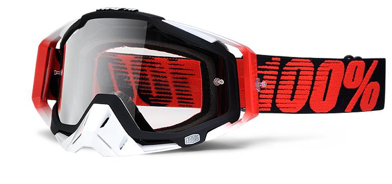 100% motocross goggles racecraft black / red - clear lens