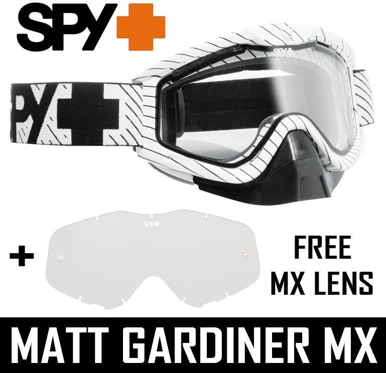 Spy optics tucker hibbert whip snowcross dual vented goggles white + mx lens