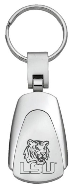 Lsu tigers chrome teardrop keychain / key fob engraved in usa genuine