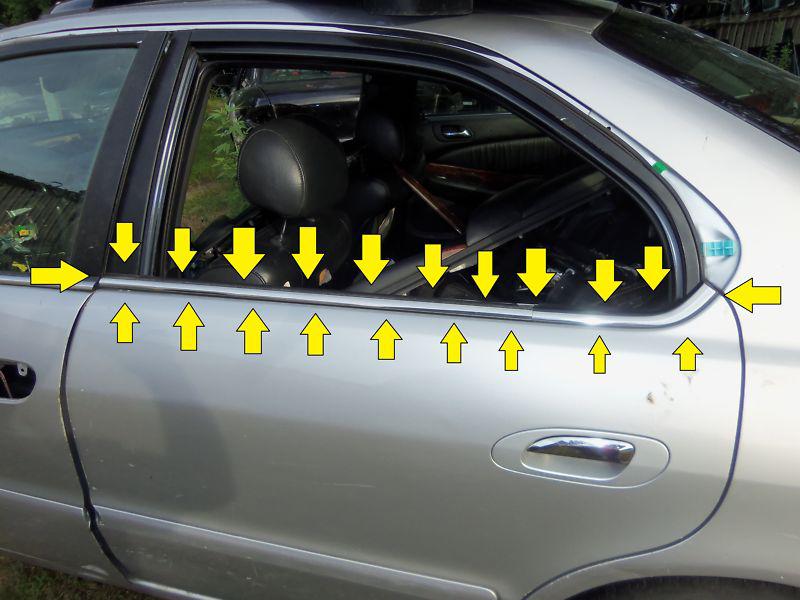 1999 2002 2003 2001 tl left driver's side rear  door window glass trim molding