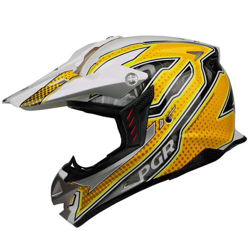 S m l xl ~ pgr sx01 yellow white motocross mx enduro dirt bike quad dot helmet