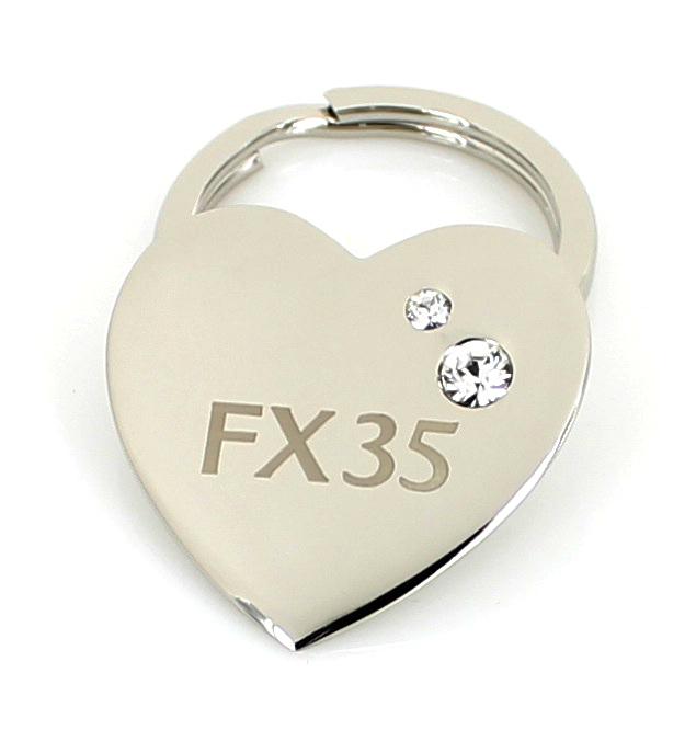 Infiniti fx35 heart keychain w/ 2 swarovski crystals