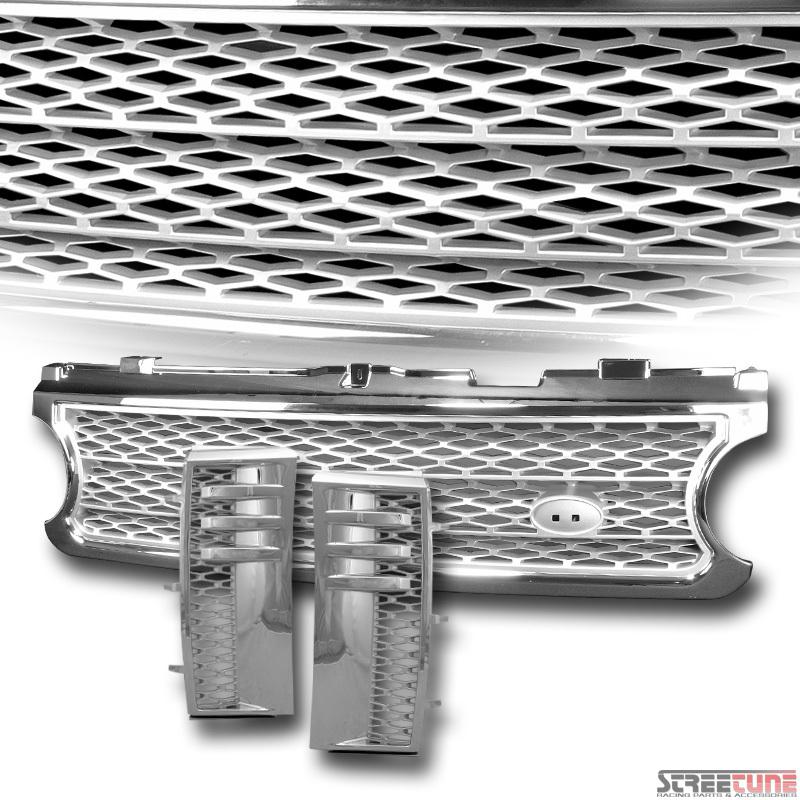 Chrome/silver mesh bumper grill grille+honeycomb fender vent abs 06+ range rover