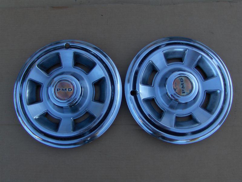 2-1969-70 pontiac 14" hubcaps firebird tempest lemans gto oem gm chrome trim 