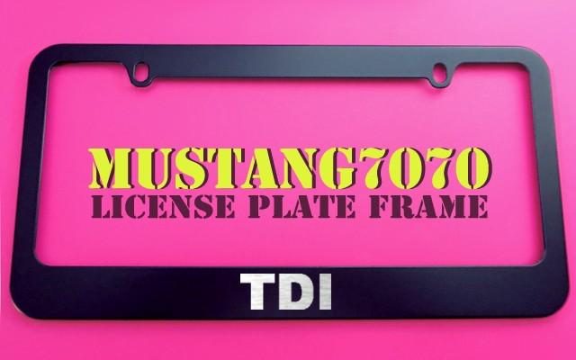 1 brand new volkswagen tdi black metal license plate frame + screw caps