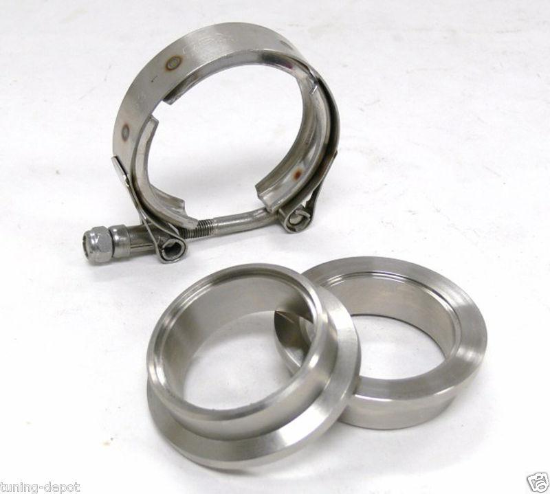 Obx mild steel 2.25" 2 1/4" 57mm v-band v band flanges and clamp 3-pieces kit 