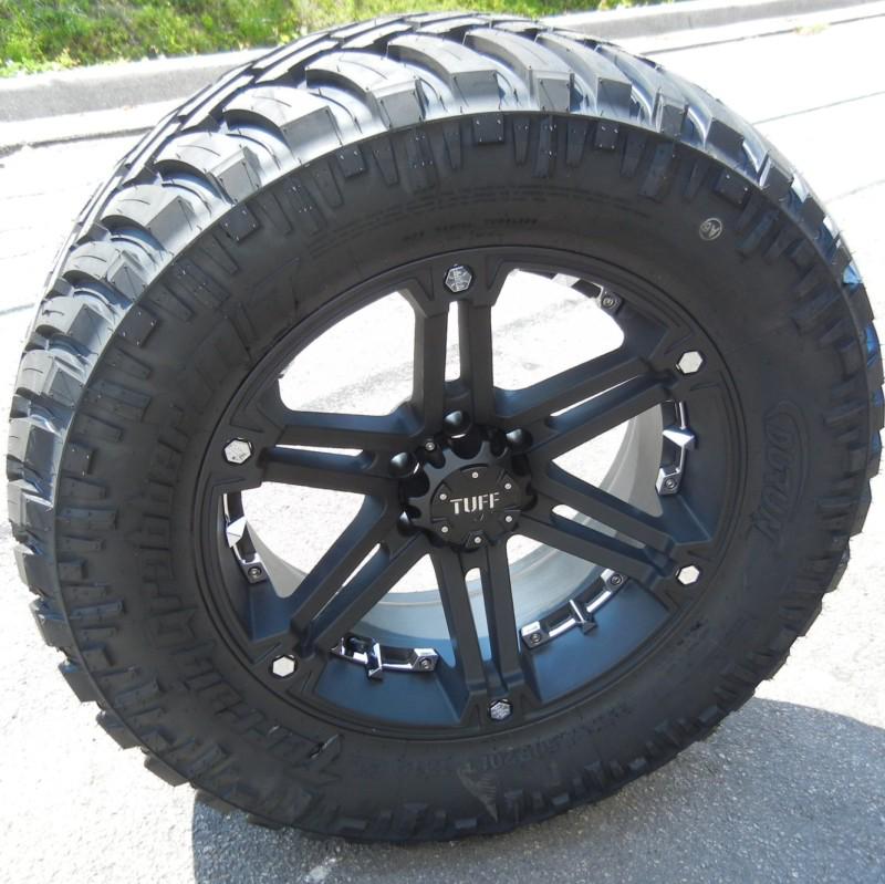 20" black tuff t-01 wheels rims 285/55/20 durun mt chevy silverado 1500 sierra