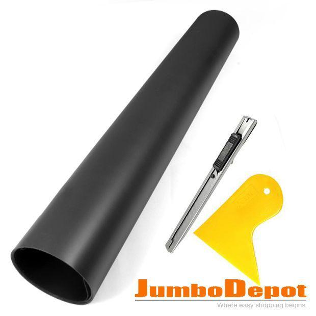 12"x58" new matte smoked-out black vinyl film lamp cover sheet+2 tools combo hot