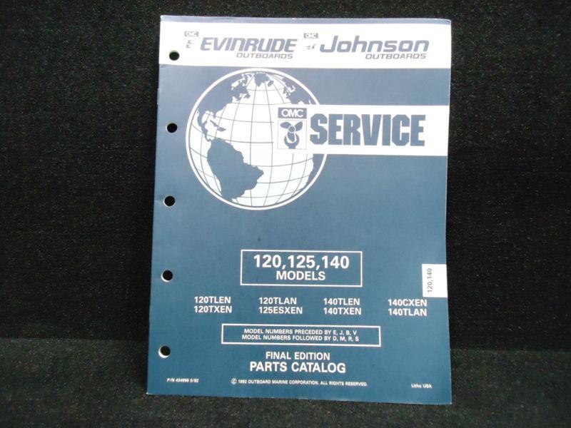 1992 omc,johnson/evinrude parts catalog# 0434996/434996 120·125·140 models boat