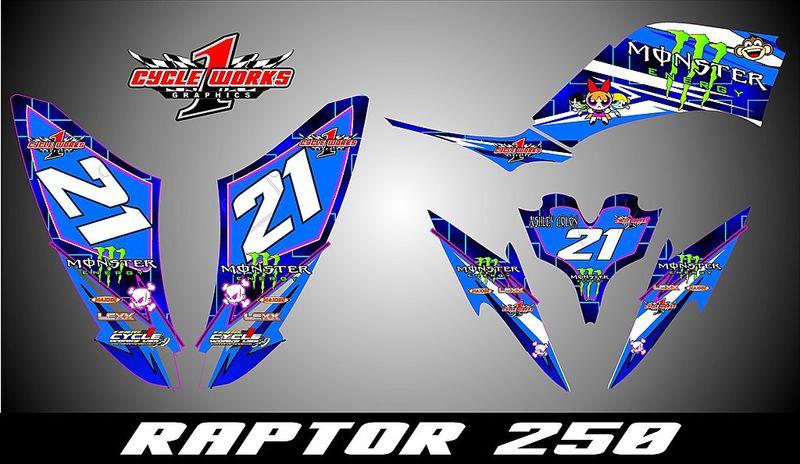 Raptor 250 250r custom made ashley graphics kit decal pegatinas graficas