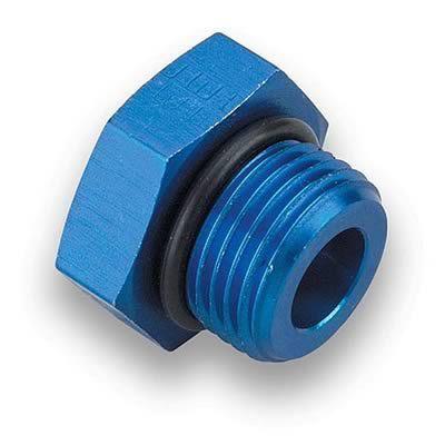 Earl's fittings external hex head port plug w/ o-ring seal -6 an aluminum blue