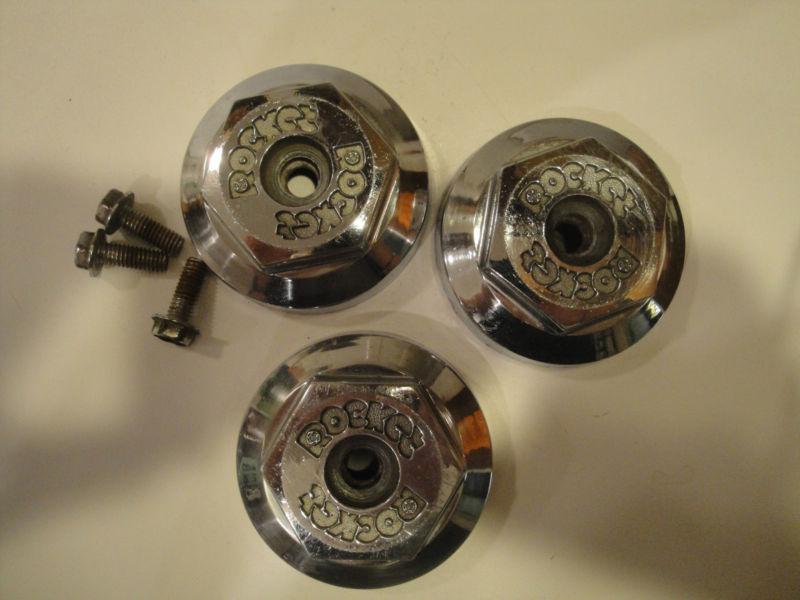 Vintage rocket custom wheel center caps (set of 3)  with attaching bolts
