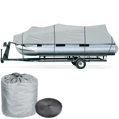 600d trailerable 18' 19' 20' pontoon boat cover uv waterproof w/ oxford bag gray