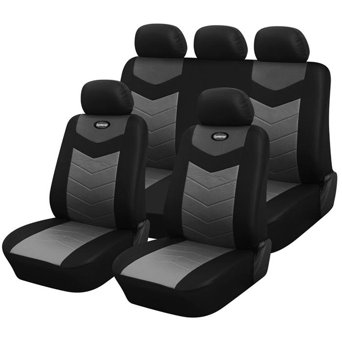 Synthetic leather semi - custom car seat covers 40-60 top split onyx black