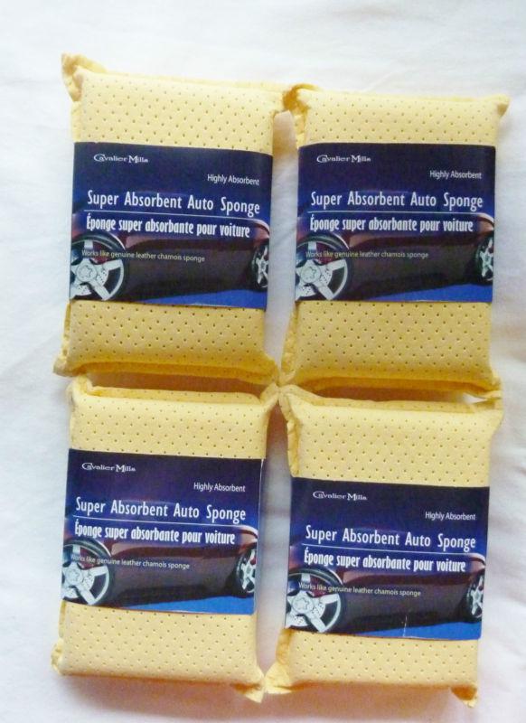 Car boat motorcycle wash yellow super absorbent cleaning sponge lot of 4 new