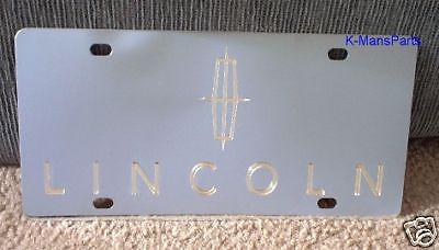 Lincoln with emblem stainless steel vanity license plate tag gold