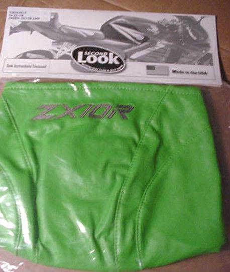 2004 kawasaki zx-10r tank bra green w/ silver logo second look designer skins 