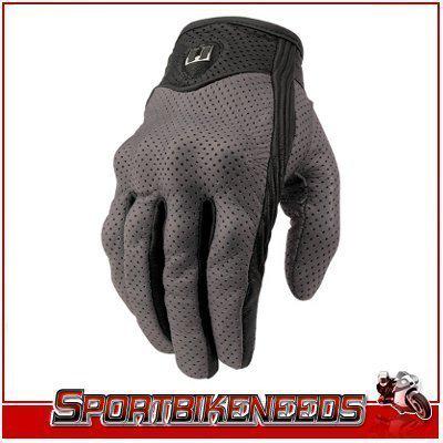 Icon pursuit gray perforated leather glove 3x-large