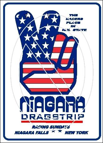 Niagara drag strip peace sign - nostalgic and vintage decal / sticker 