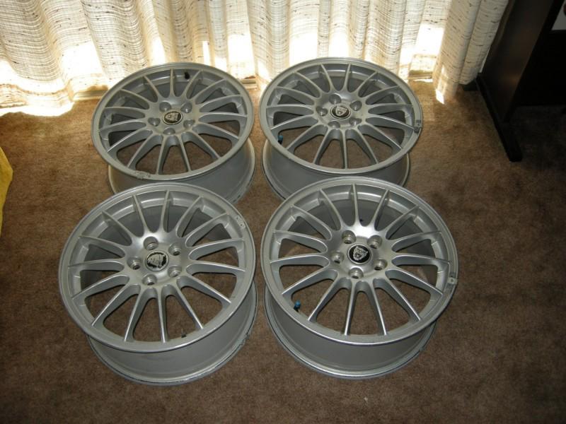 Jaguar car wheels stock rims aluminum 5 stud with center caps (lot of 4)