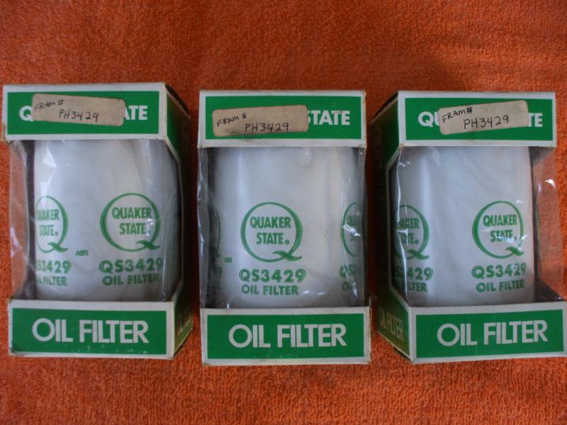 3  new old stock quaker state oil filter # qs3429 for older gm cars & trucks