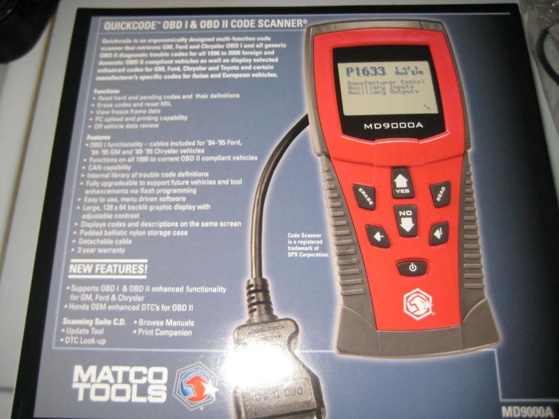 -matco tools md9000a obdi & ii scanner--new in box--great deal-- see pics