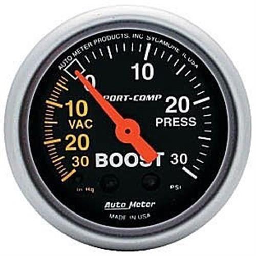 Autometer 2in. boost-vac/press; 30 in. hg/30 psi; mech