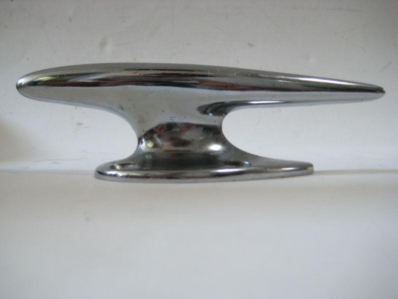 Boat cleat tie-down streamlined 7-1/2" chrome torpedo tear drop teardrop tiedown