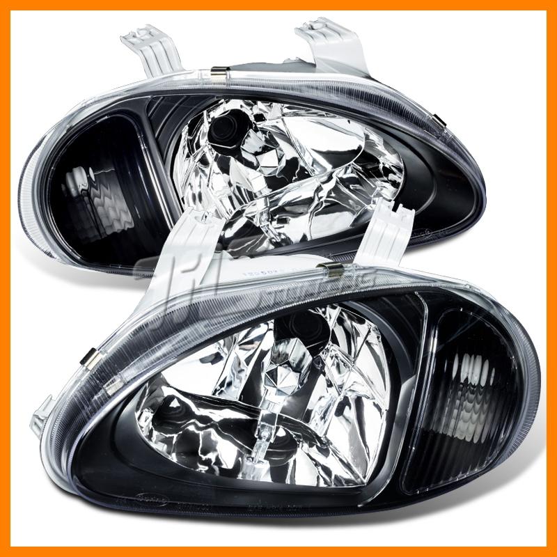 93-97 honda del sol jdm style clear chrome headlights lamp 1pc driver+passenger