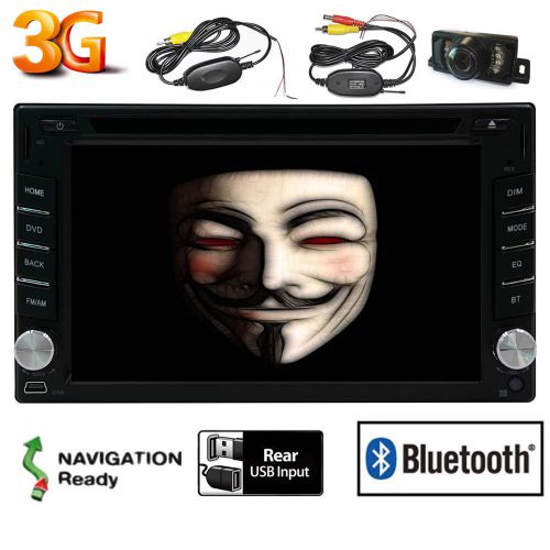 Double din stereo car dvd in-dash radio fm/am blutooth 3g dongle gps navi+camera