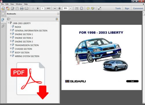 Subaru liberty 1998 1999 2000 2001 2002 2003 factory service repair fsm manual
