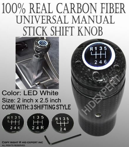 Fxpr manual shift knob car shifter carbon fiber white led light fr jq10826