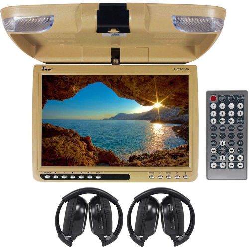 Tview t137adv 13&#034; beige car dvd receiver usb sd+dome light+wireless headphones