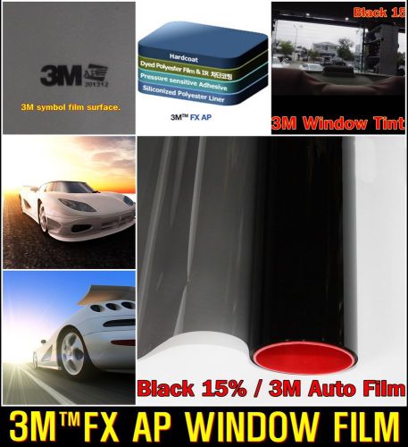 3m/30&#034;x10ft/vlt15%/black tint film/solar/window/safety/glass/privacy/roll/uv/car